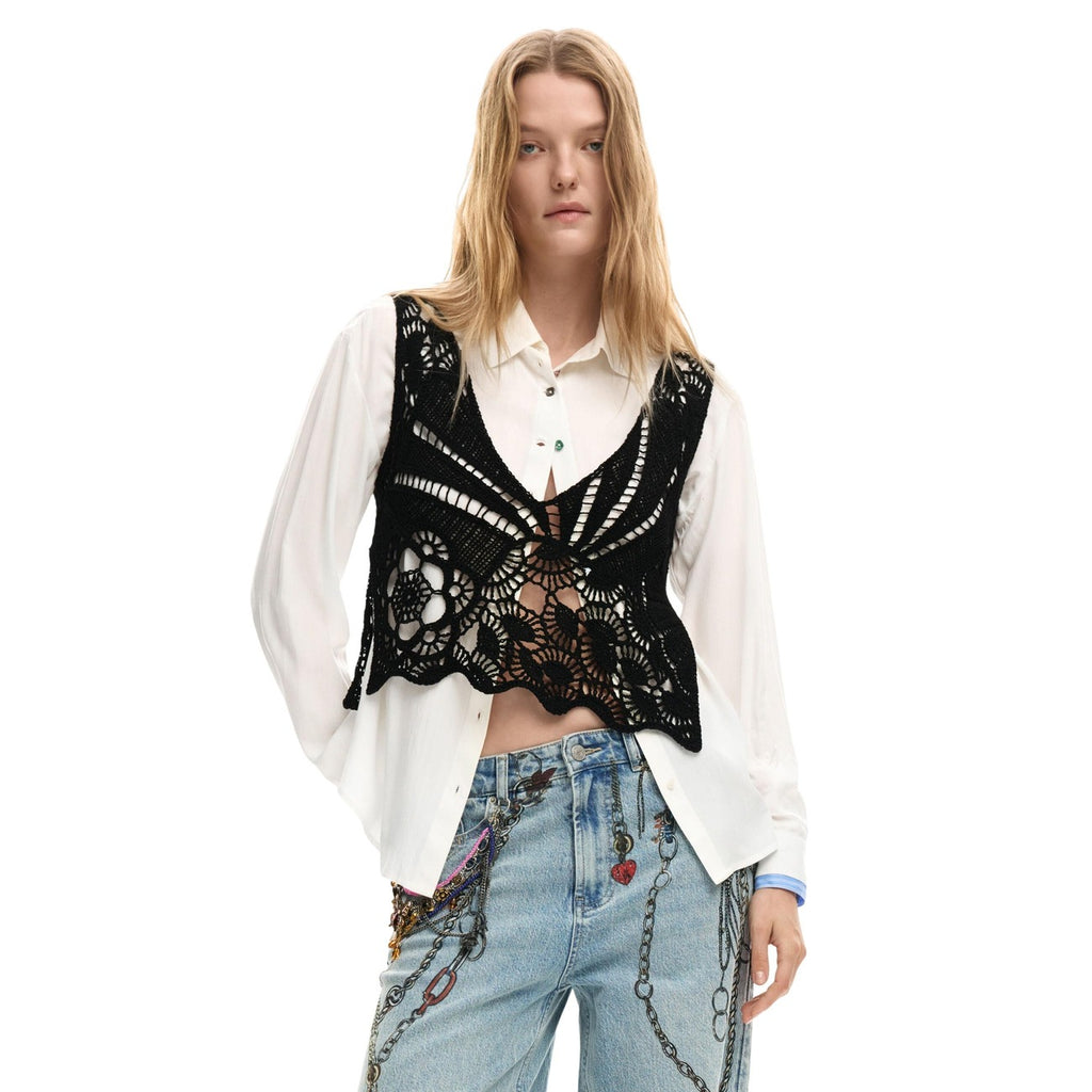 Desigual Camicia Donna Bianca 95 Cotone 5 Poliammide Colletto Classico