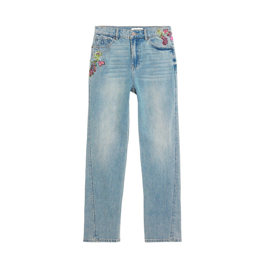 Jeans Donna Desigual Azzurro Fantasia Floreale Vita Media Zip