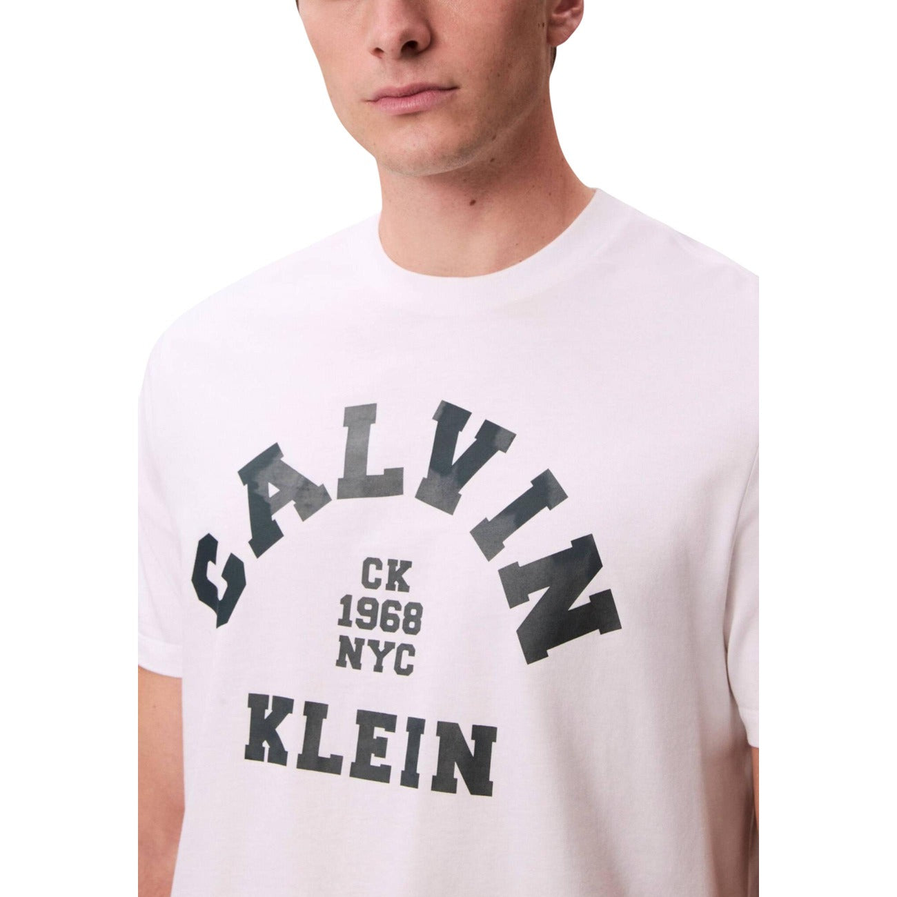 Calvin Klein Jeans T Shirt Uomo Cotone Bianco Stampa Girocollo