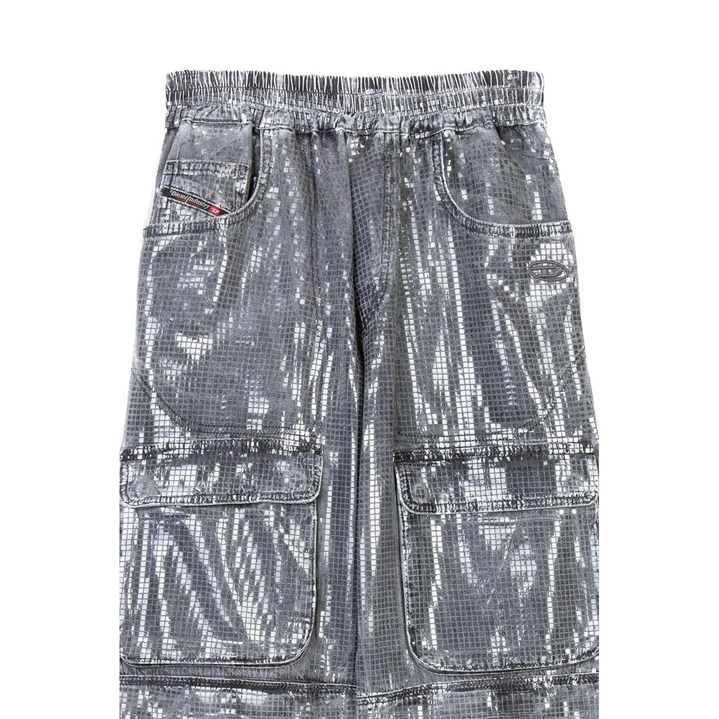 Diesel Pantaloni Donna Puro Cotone Grigio Primavera Estate Con Tasche