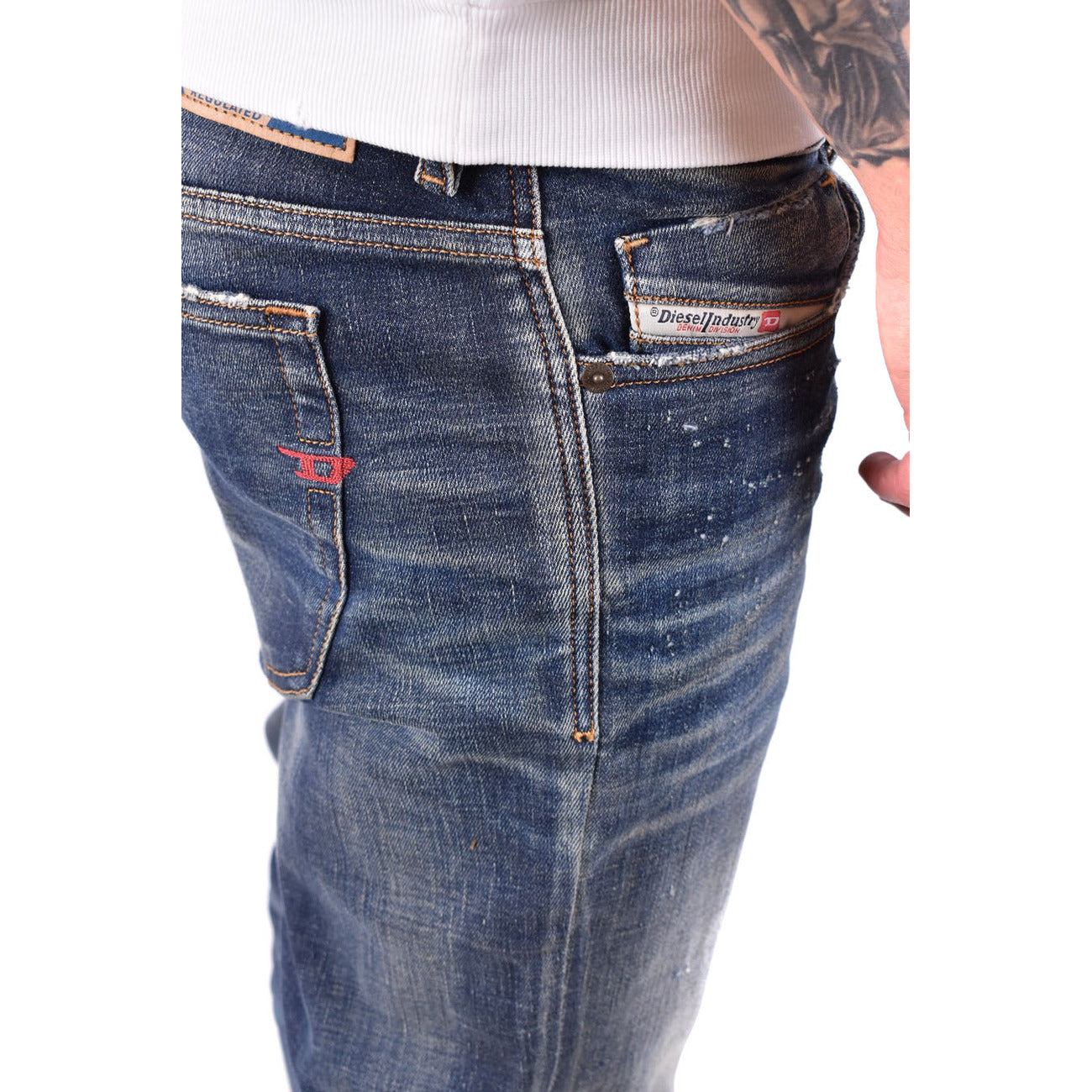 Diesel Jeans Uomo Blu Effetto Consumato Zip E Bottone Primavera Estate