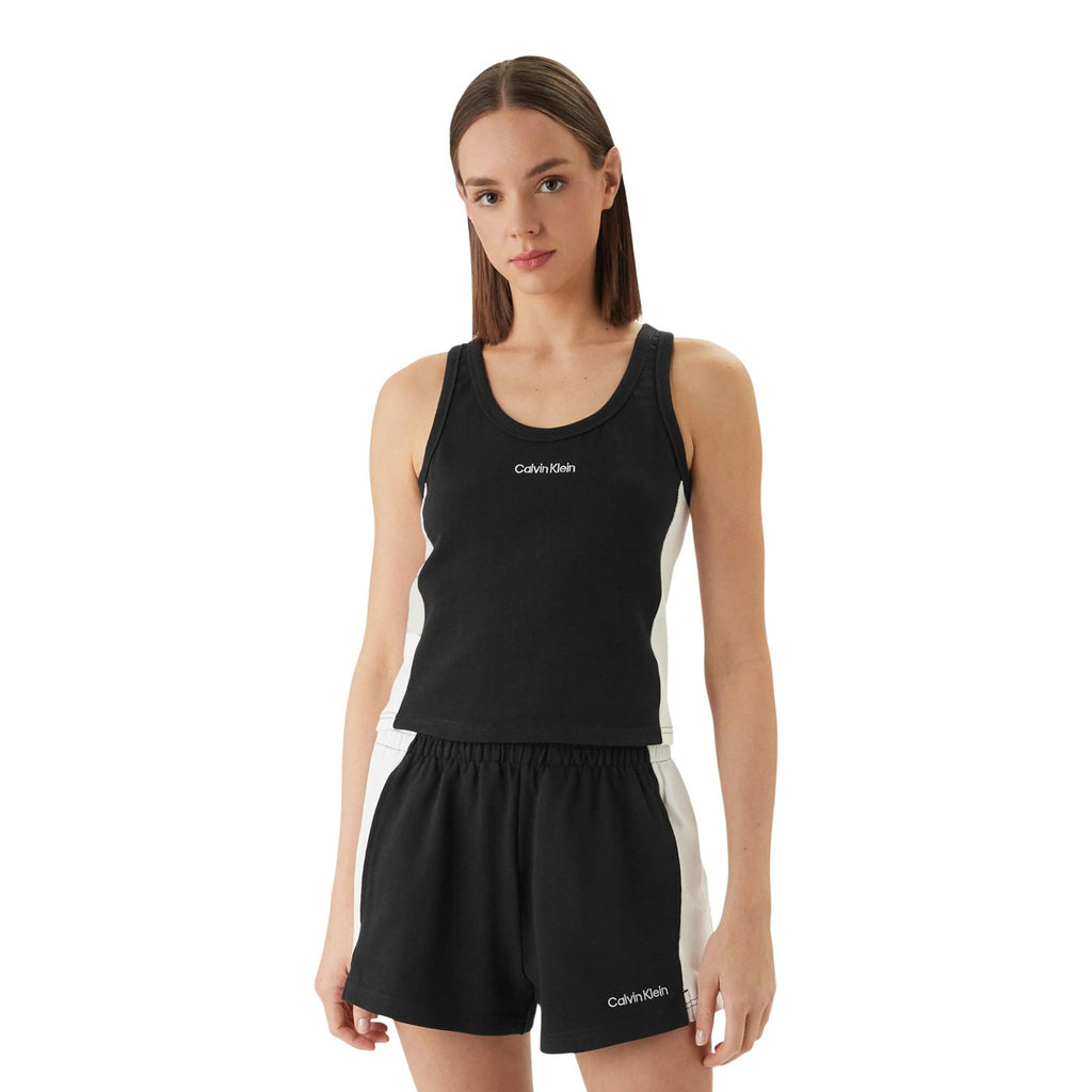 Calvin Klein Jeans Canotta Donna Cotone 100 Nero Scollo Tondo