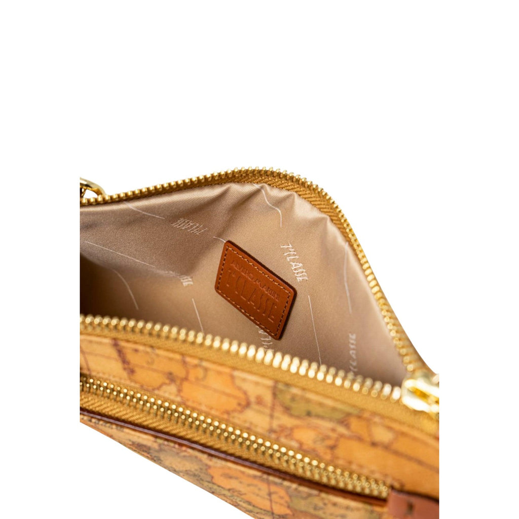 Alviero Martini Prima Classe Borsa Donna A Mano Beige Stampa Geo Con Cerniera E Tasca Esterna 24x13 Cm