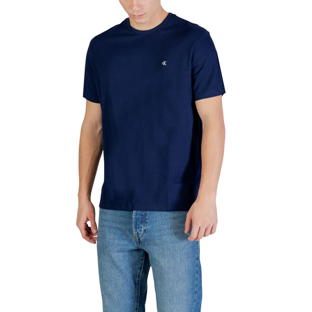 Calvin Klein Jeans T Shirt Uomo Blu 100 Cotone Maniche Corte