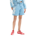 Desigual Shorts Donna Cotone Blu Primavera Estate Con Zip E Bottone