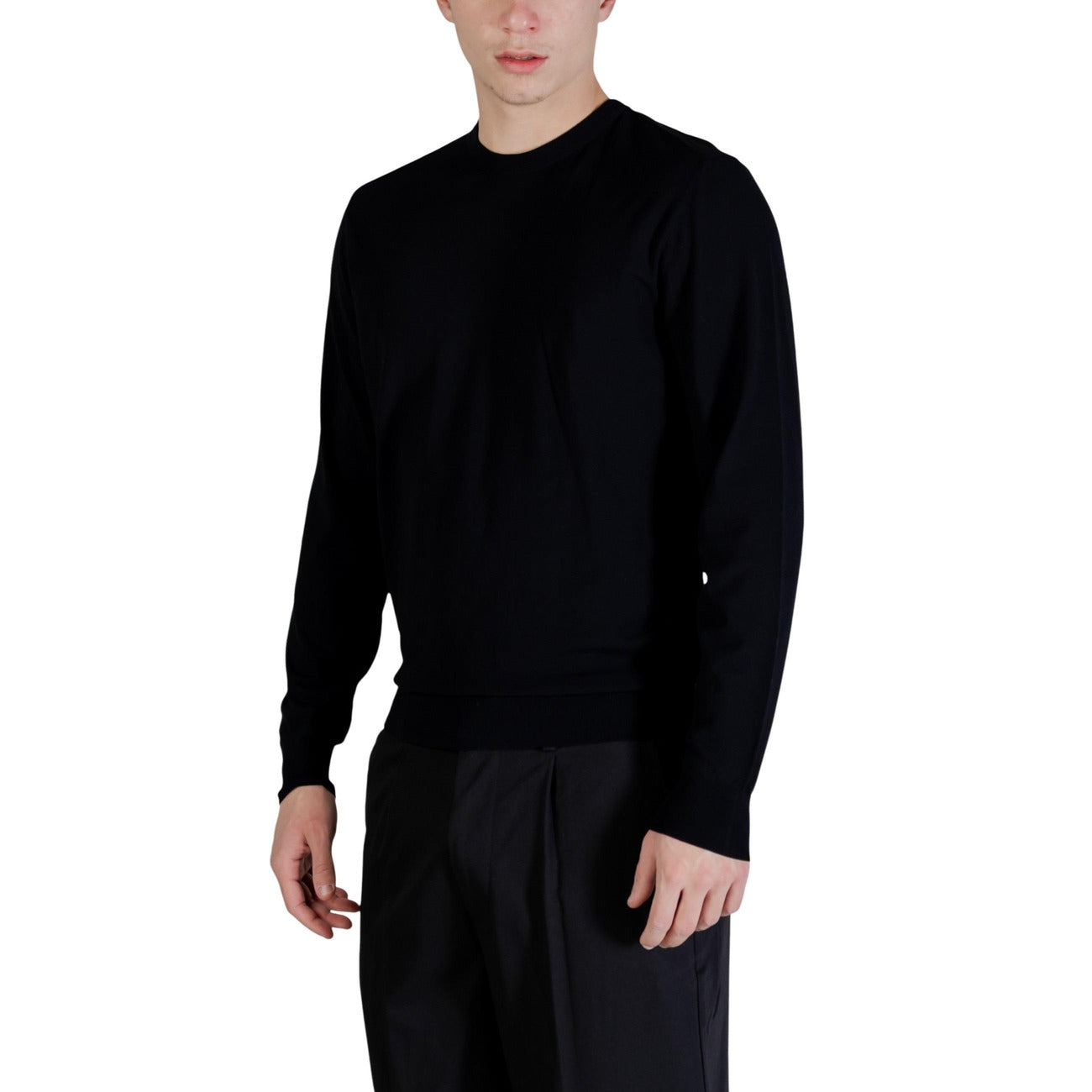 Guess Maglia Uomo Nero Maniche Lunghe Scollo Tondo Viscosa Poliestere