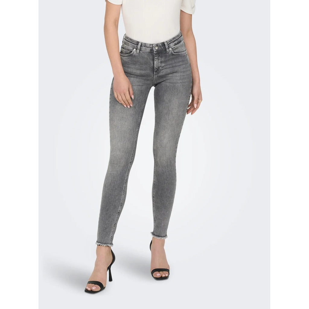 Only Jeans Donna Grigio Vita Alta Stretch Cotone Elastan