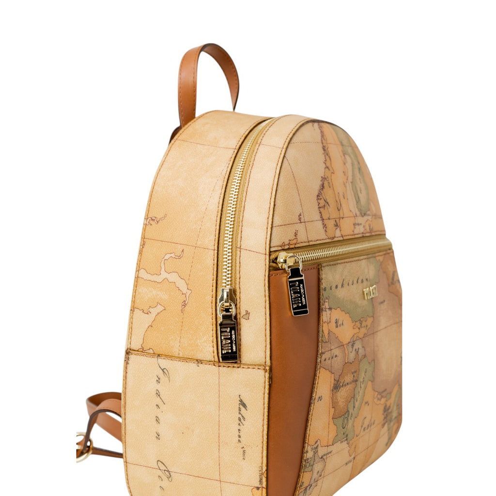 Alviero Martini Prima Classe Borsa Donna Beige In Pelle E Cotone Made In Italy Con Chiusura A Cerniera 28x25x11