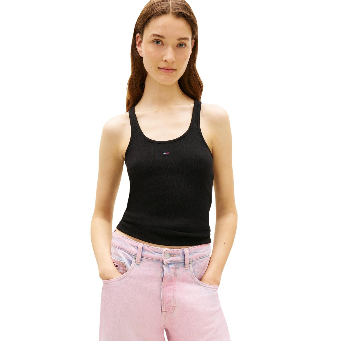 Tommy Hilfiger Jeans Canotta Donna Nero Cotone Stretch Primavera Estate