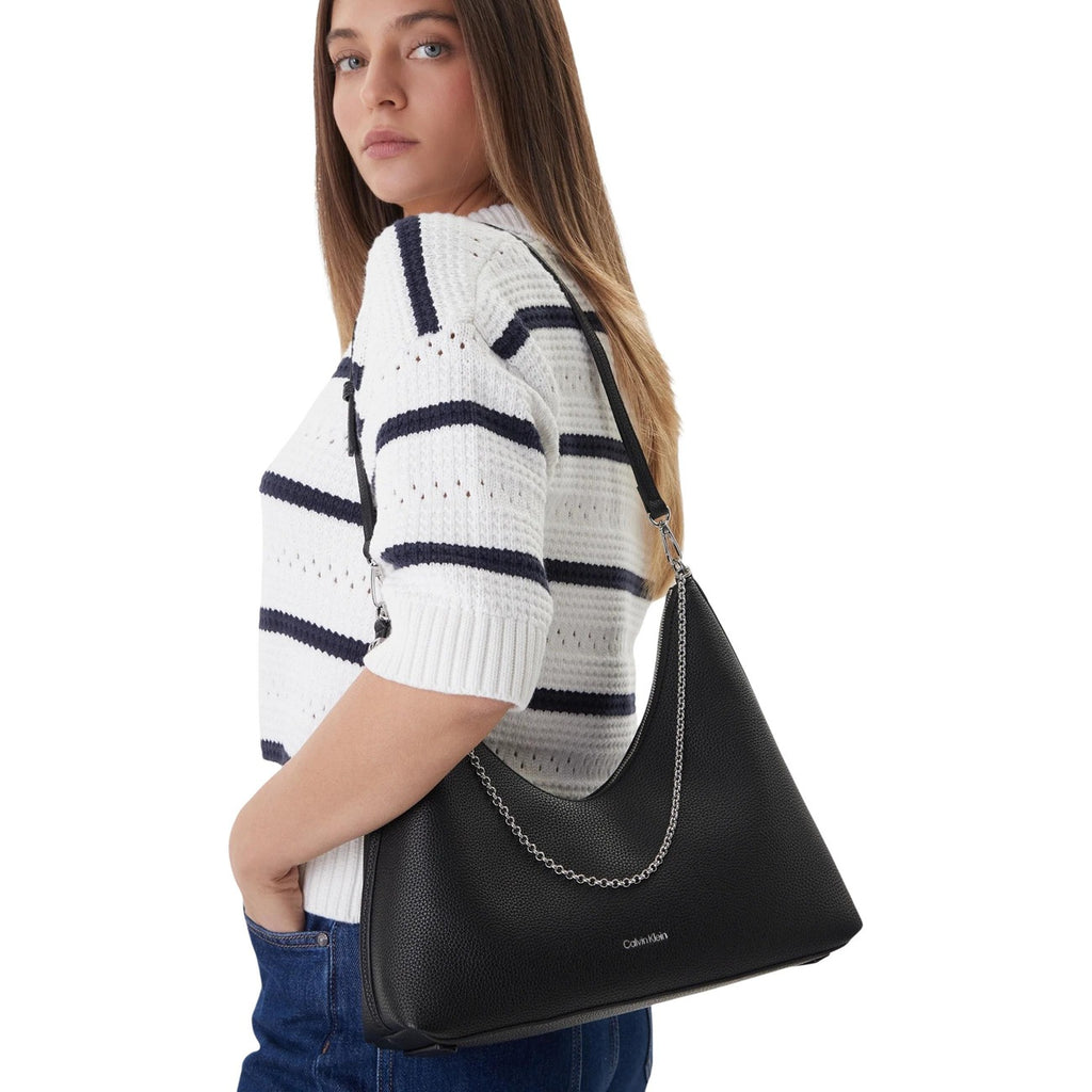 Calvin Klein Borsa Donna Nera A Mano Con Cerniera Tasche Interne 34x29x12 Primavera Estate Elegante