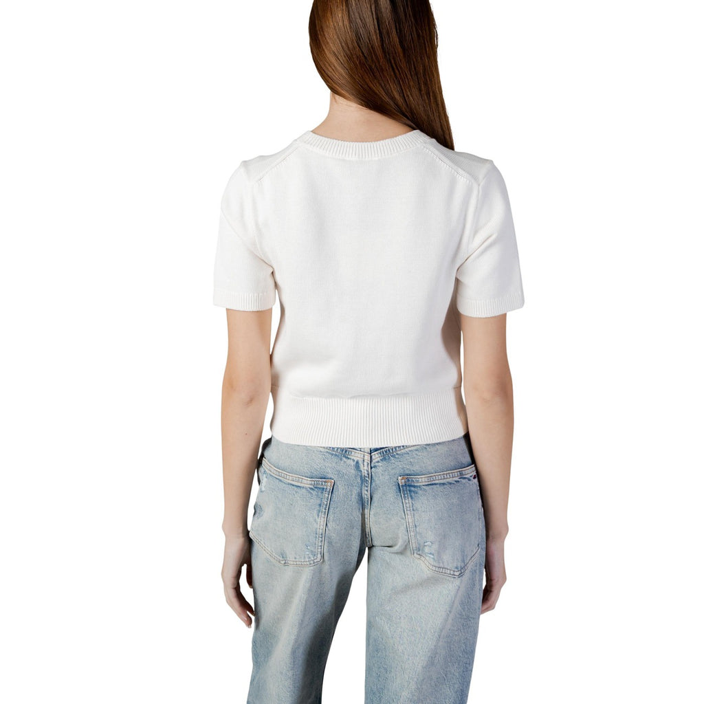 Calvin Klein Jeans Maglia Donna Cotone 100 Beige Maniche Corte Scollo Tondo