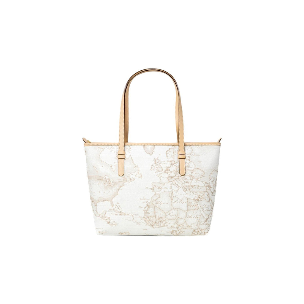 Alviero Martini Prima Classe Borsa Donna Bianco Stampa Pelle 36x23.5x13.5 Cm