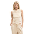 Desigual Top Donna Beige Smanicato Girocollo Cotone Poliammide