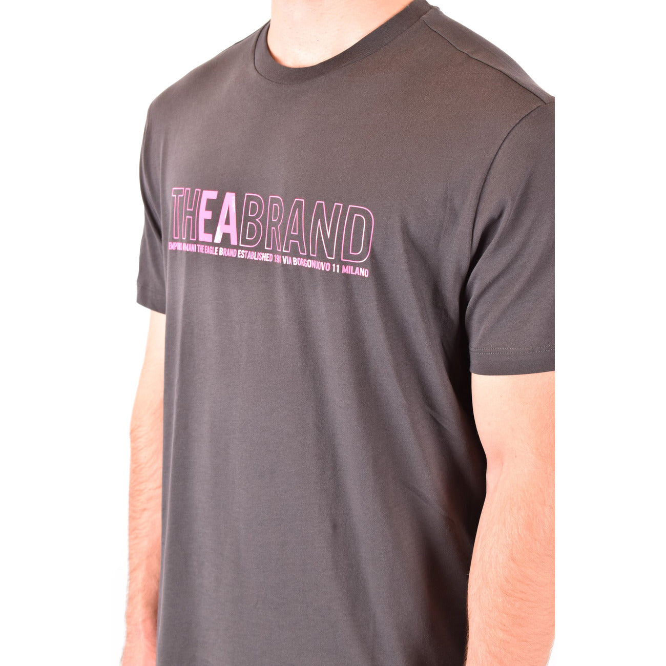 Emporio Armani T Shirt Uomo Cotone Grigio Stampa Girocollo Primavera Estate