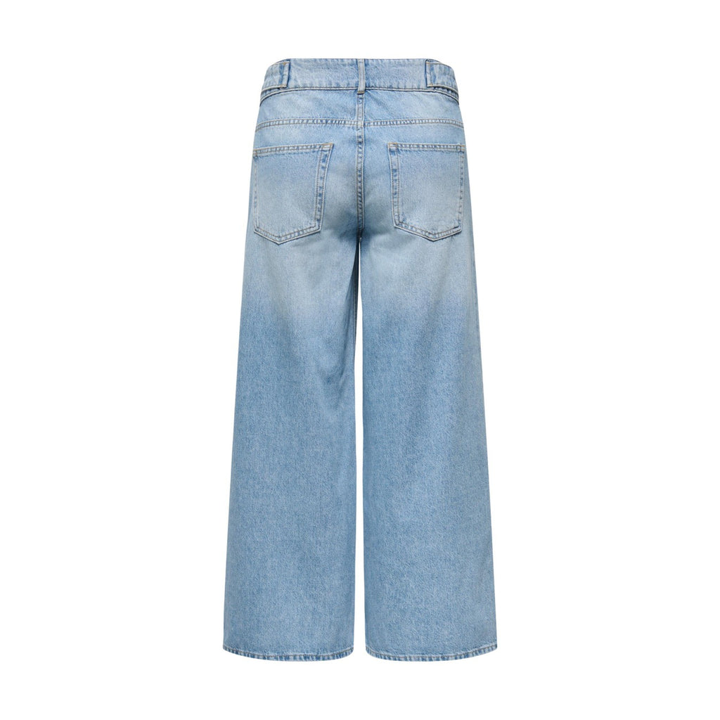 Only Jeans Donna Vita Alta Regular Wide Azzurro Cotone Biologico