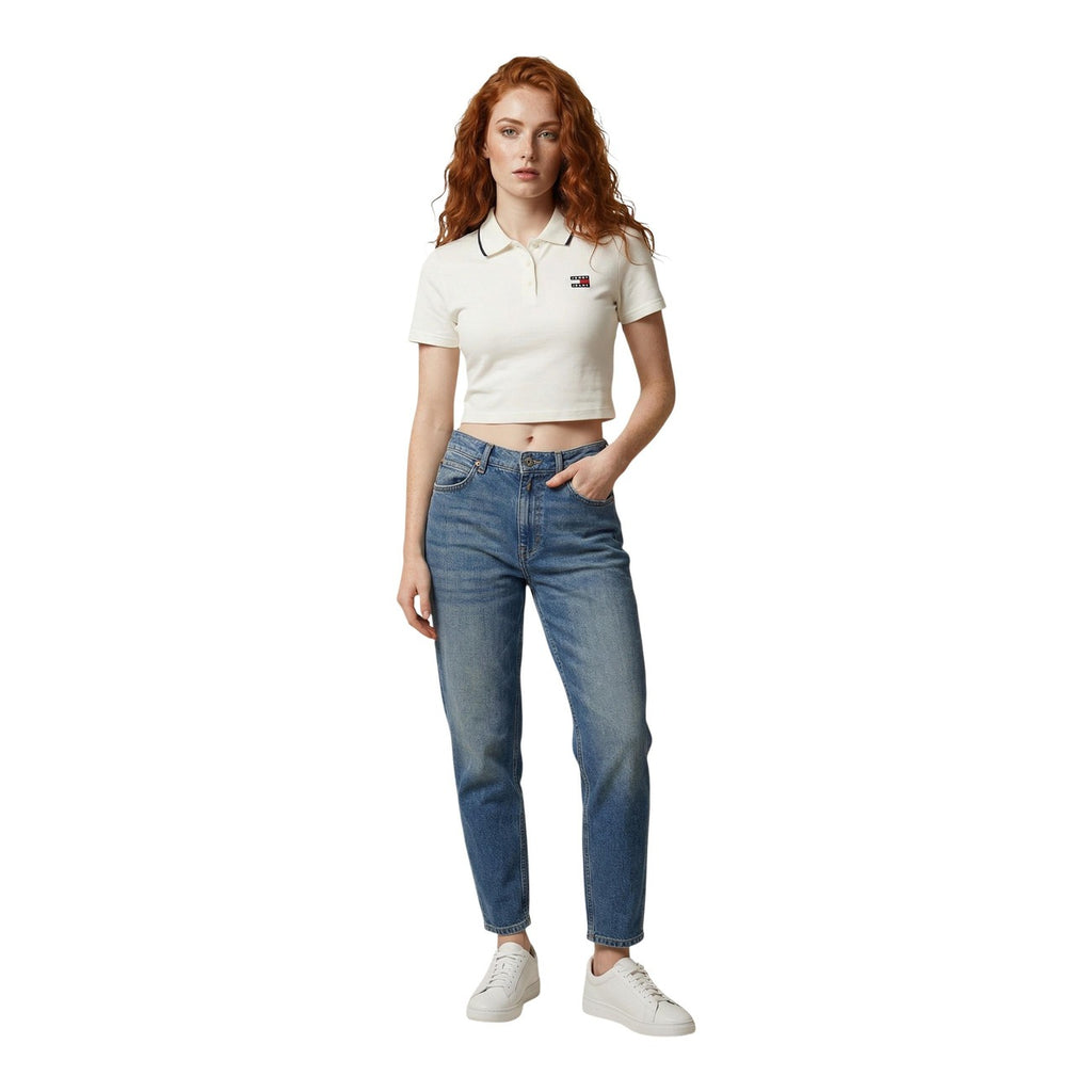 Tommy Hilfiger Jeans Top Donna Polo Bianco Cotone Organico