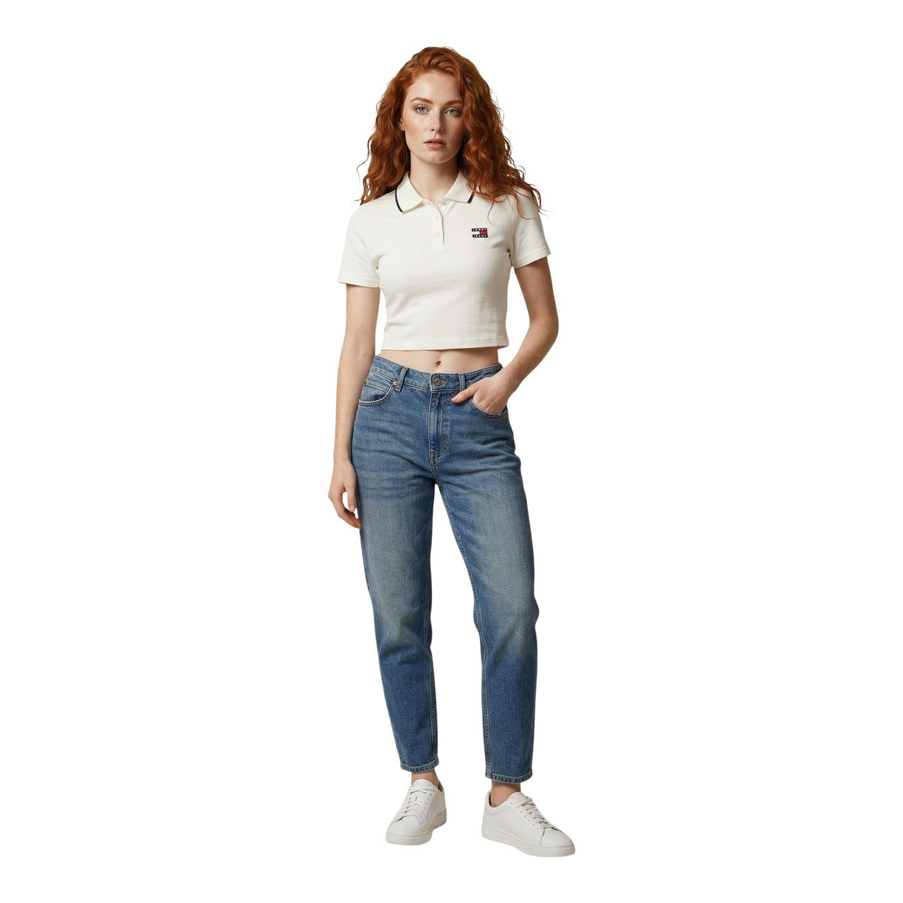 Tommy Hilfiger Jeans Top Donna Polo Bianco Cotone Organico