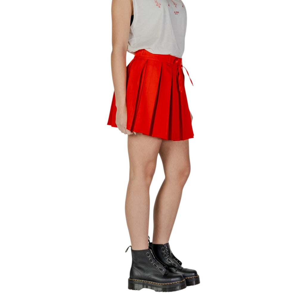 Gonna Midi Rosso Con Lacci Only Donna Primavera Estate Poliestere Elastan
