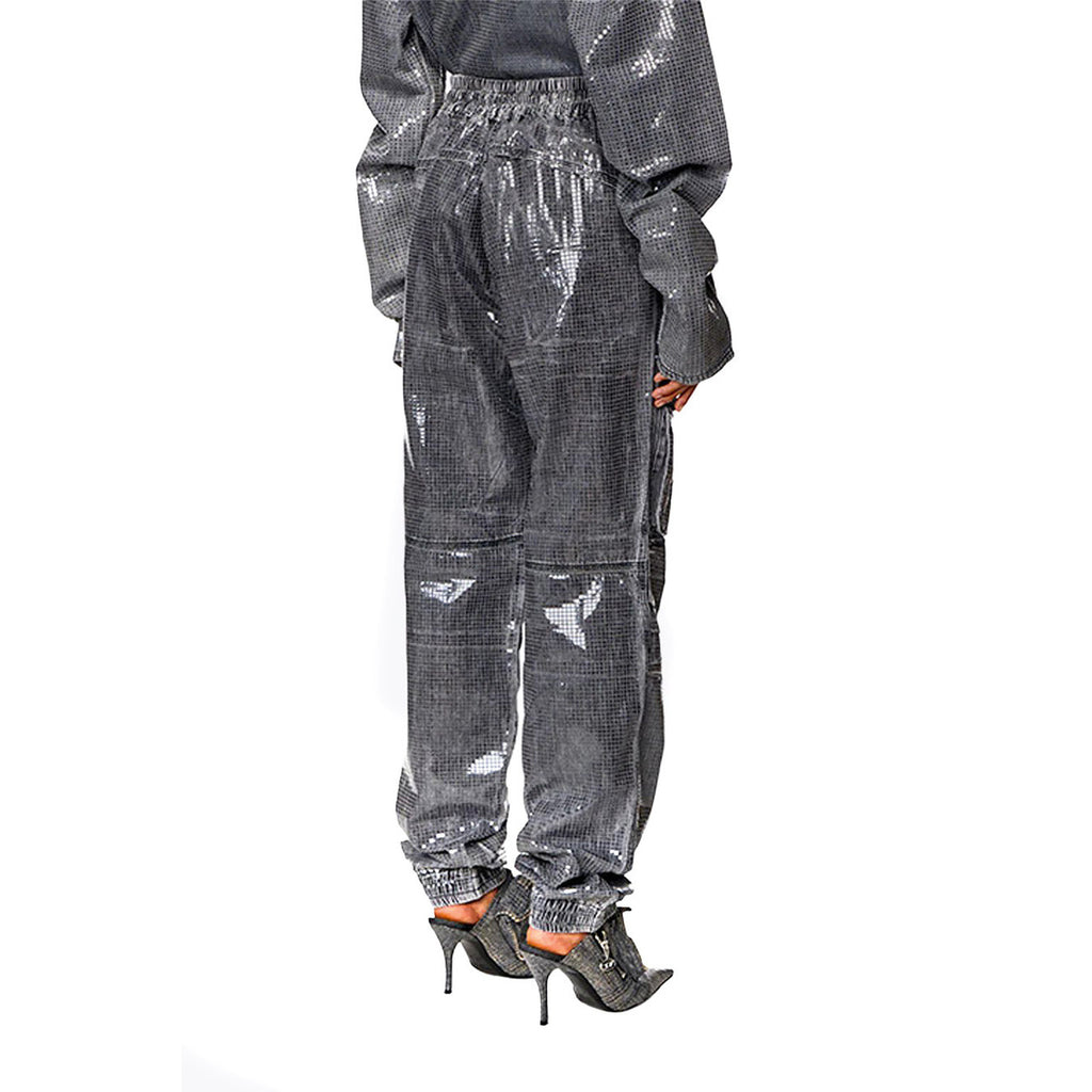 Diesel Pantaloni Donna Puro Cotone Grigio Primavera Estate Con Tasche