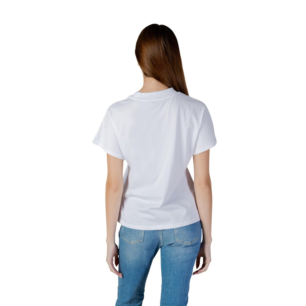 Guess T Shirt Donna Bianco Stampa Con Strass Cotone 100