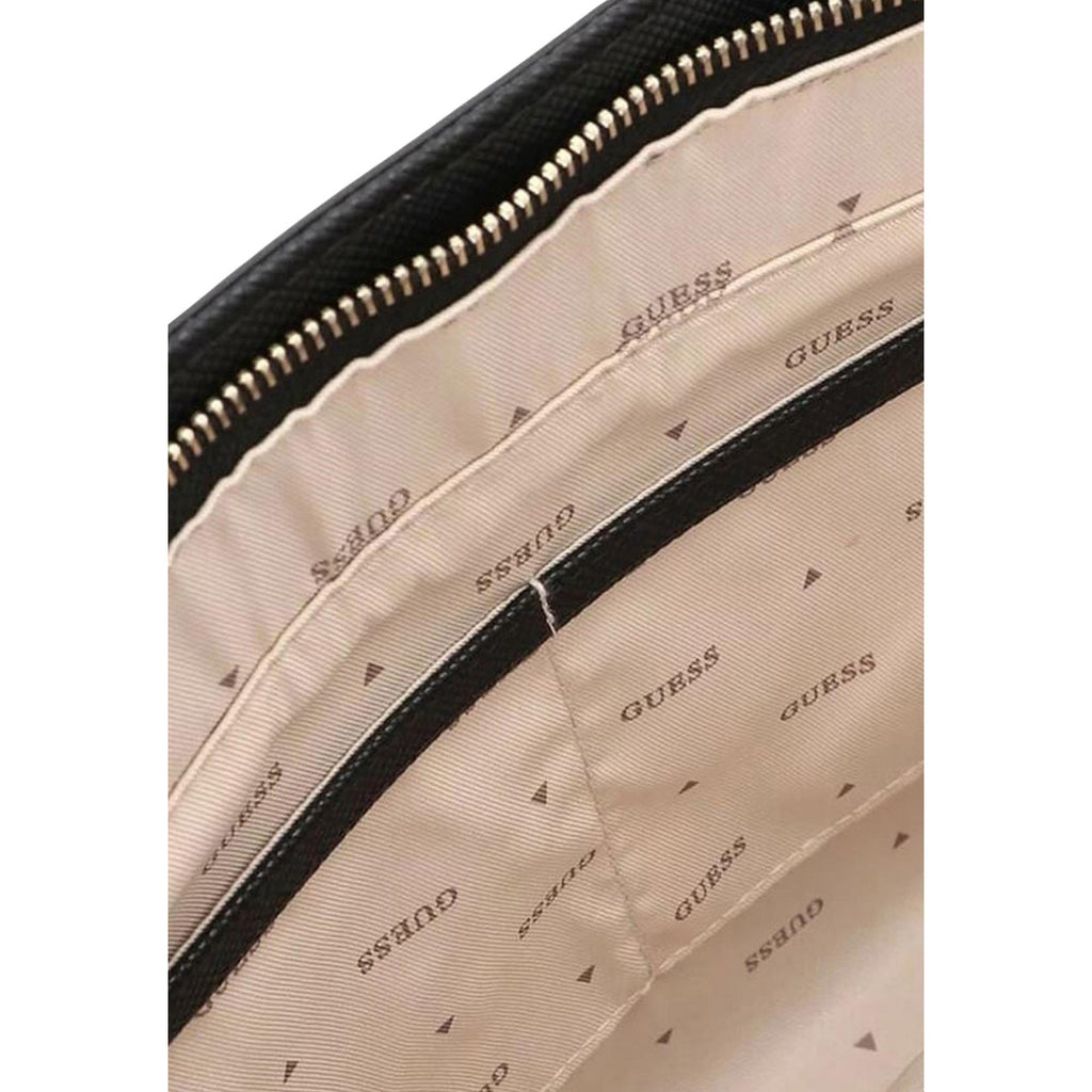 Guess Borsa Donna Nero A Mano Con Zip Tasche Interne Ed Esterne