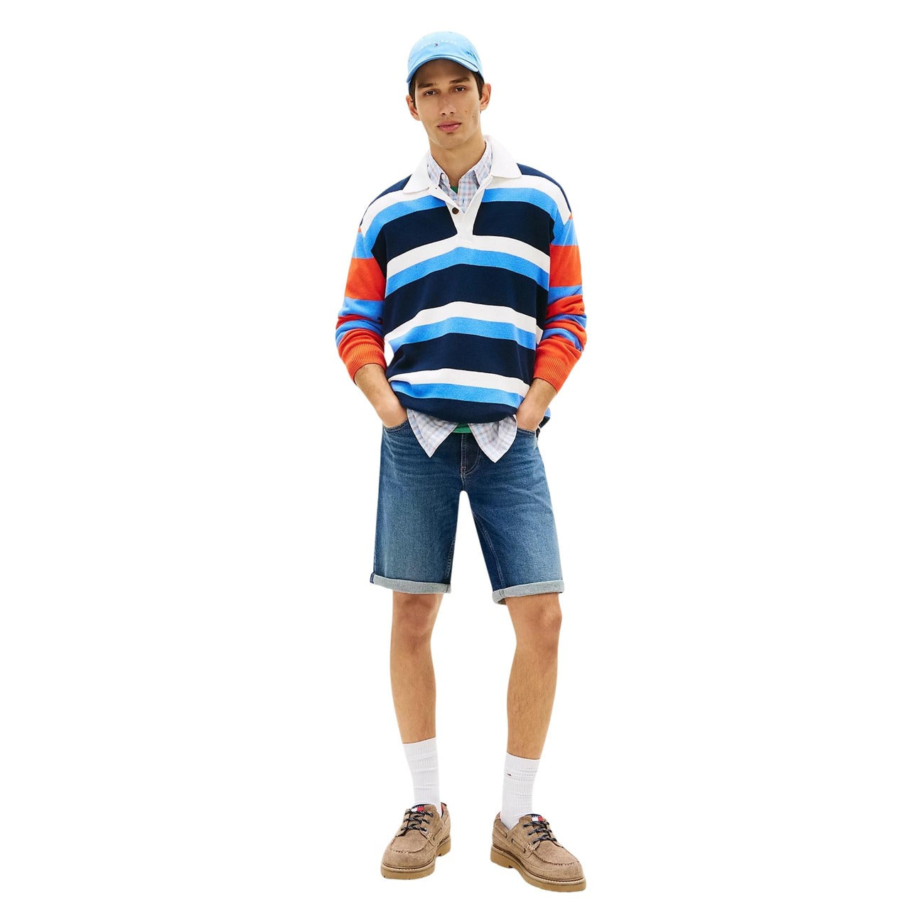 Tommy Hilfiger Jeans Bermuda Uomo Blu Chiusura Zip E Bottone Cotone