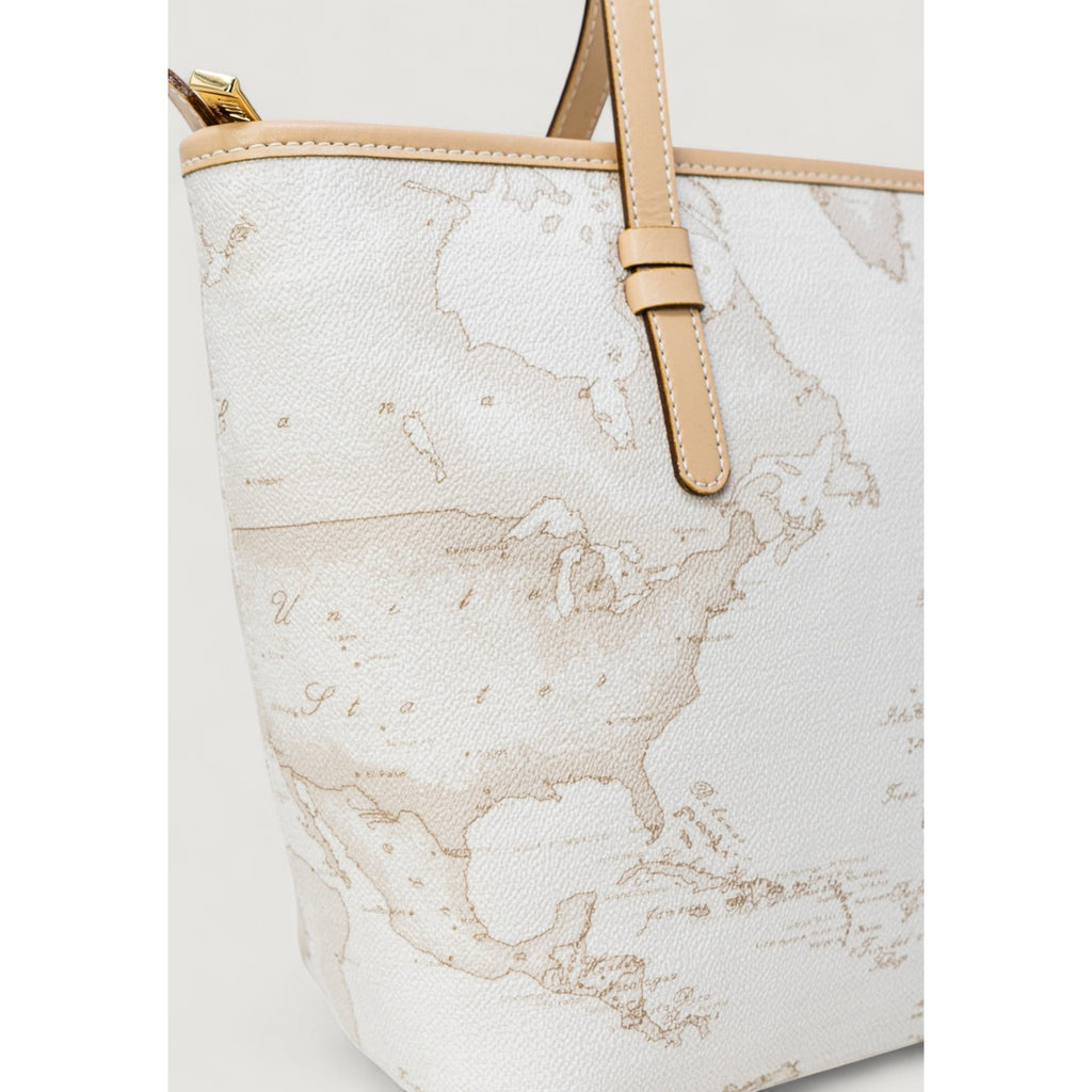 Alviero Martini Prima Classe Borsa Donna Bianco Stampa Pelle 36x23.5x13.5 Cm