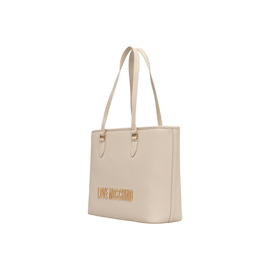 Love Moschino Borsa A Mano Donna Beige 38x28.5x13 In Poliuretano