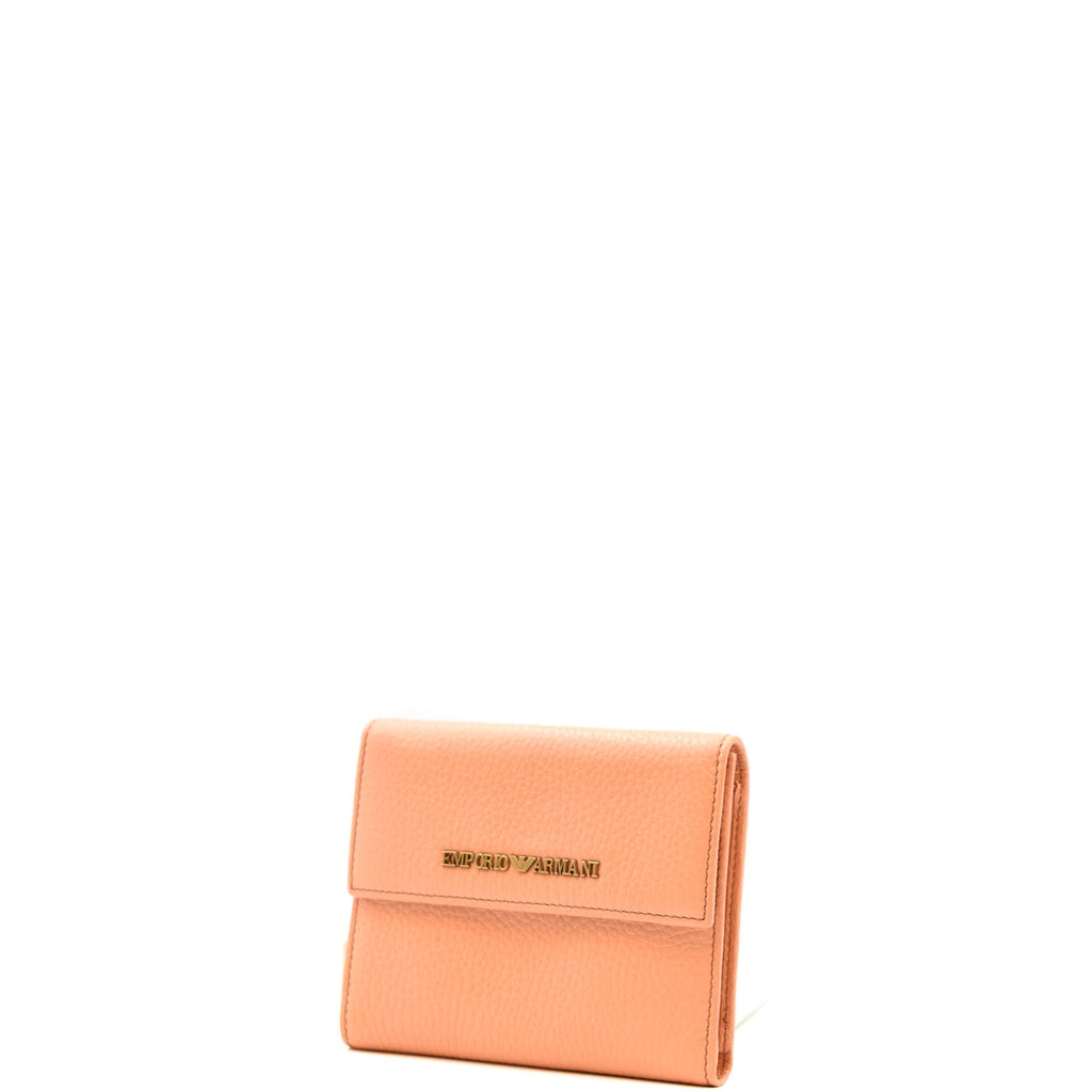 Emporio Armani Portafoglio Donna Pelle Corallo Con Bottone E Tasche