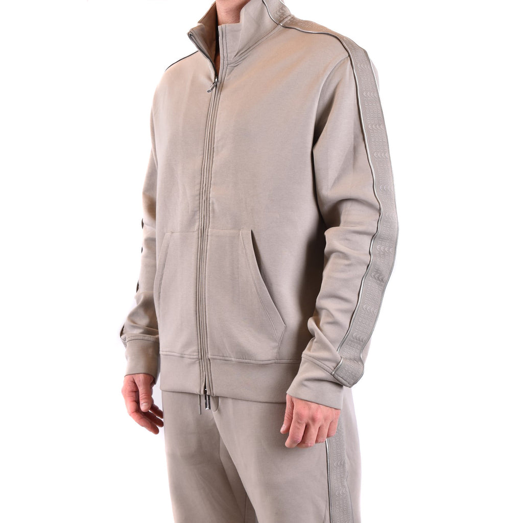 Emporio Armani Felpa Uomo Grigio Con Zip Collo Alto Tasche Autunno Inverno