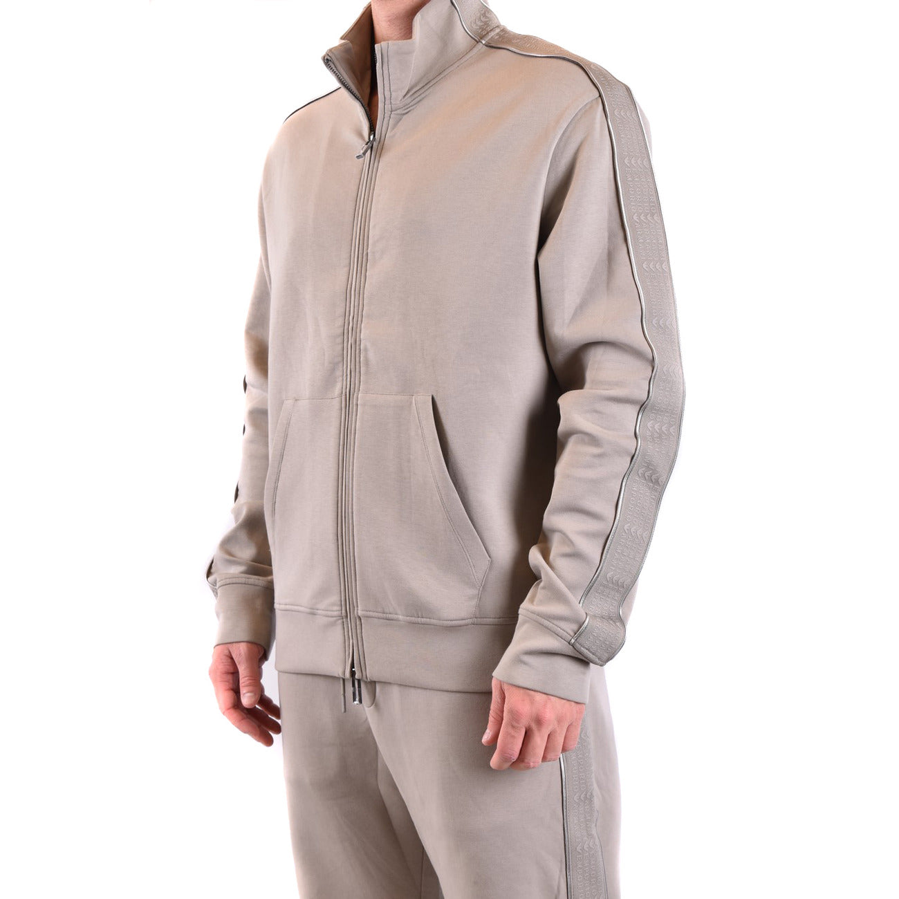 Emporio Armani Felpa Uomo Grigio Con Zip Collo Alto Tasche Autunno Inverno