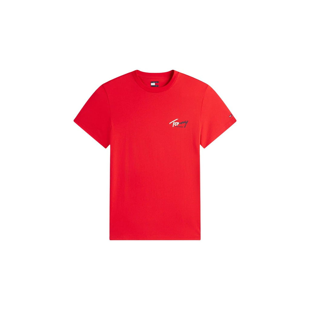 Tommy Hilfiger Jeans T Shirt Uomo Cotone Organico Rosso Manica Corta