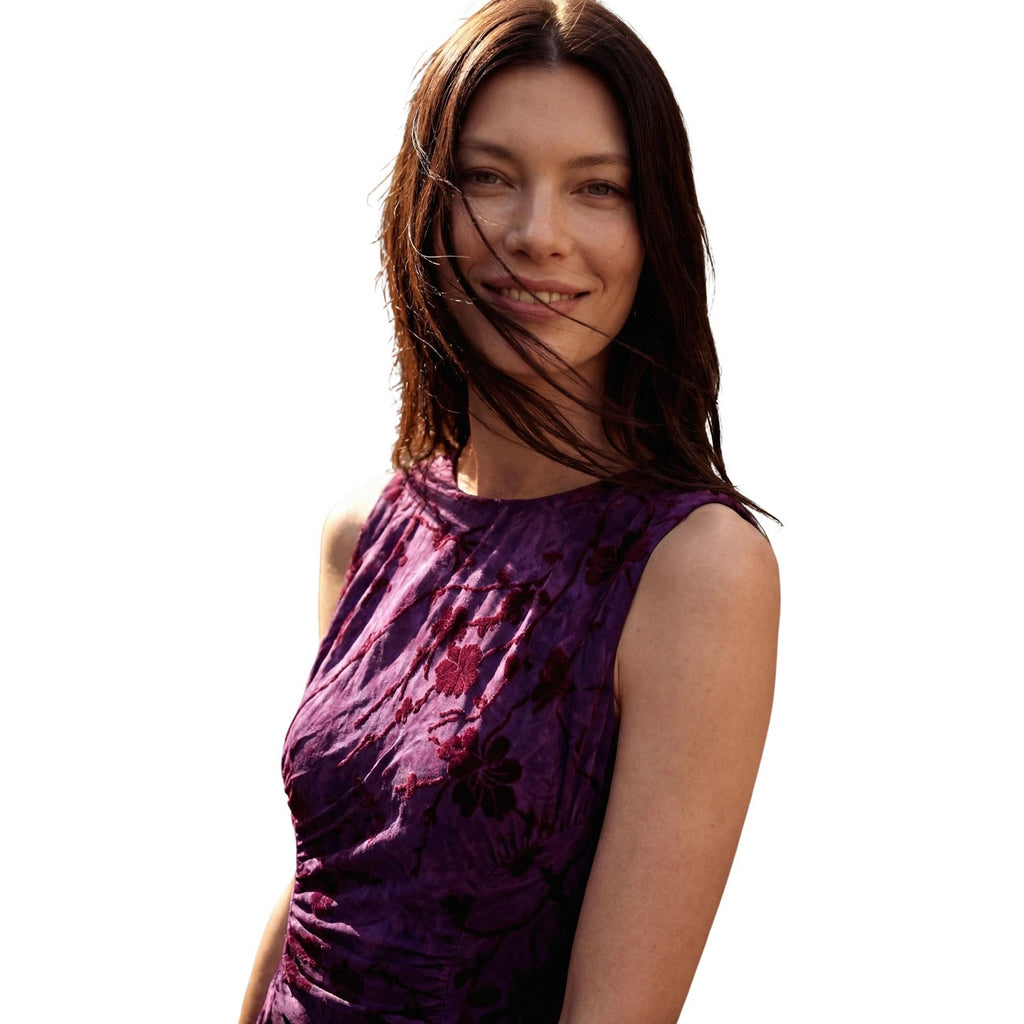 Desigual Abito Donna Viola Floreale Smanicato Primavera Estate