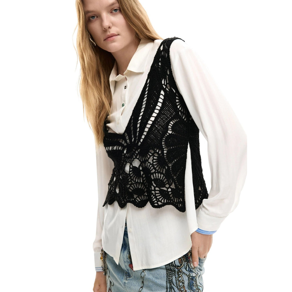 Desigual Camicia Donna Bianca 95 Cotone 5 Poliammide Colletto Classico