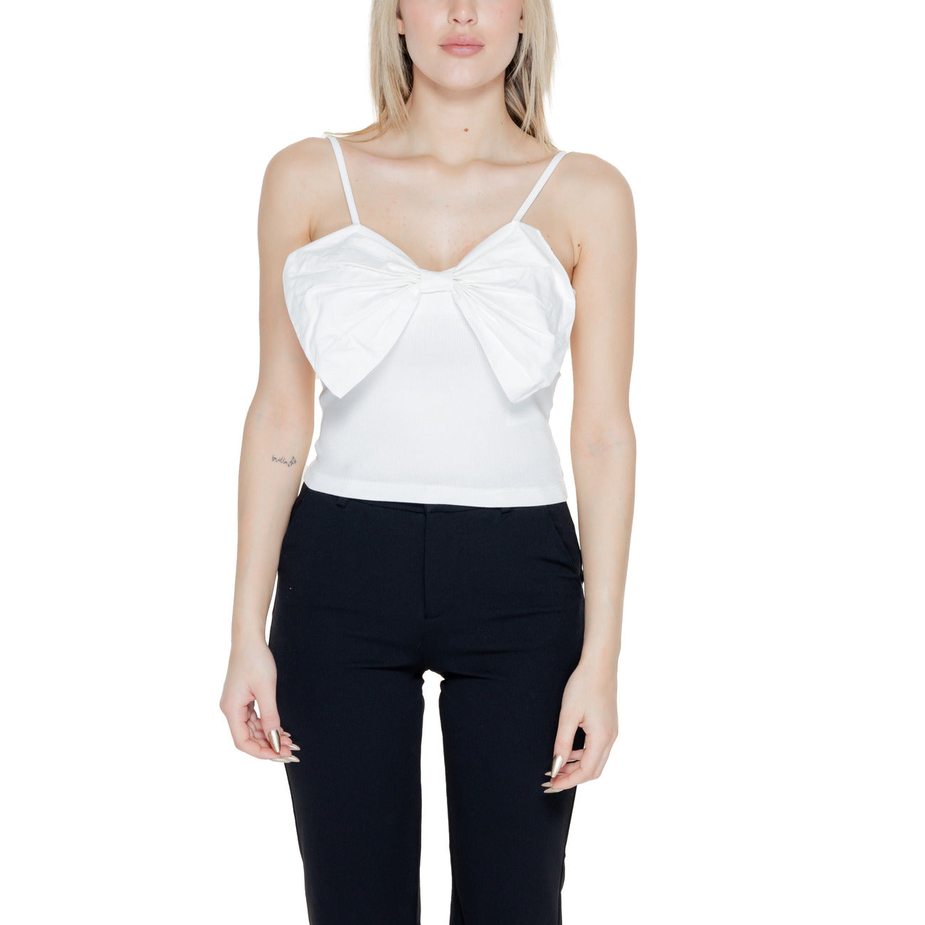 Only Canotta Donna Cotone Bianco Scollo Cuore Elasticizzata