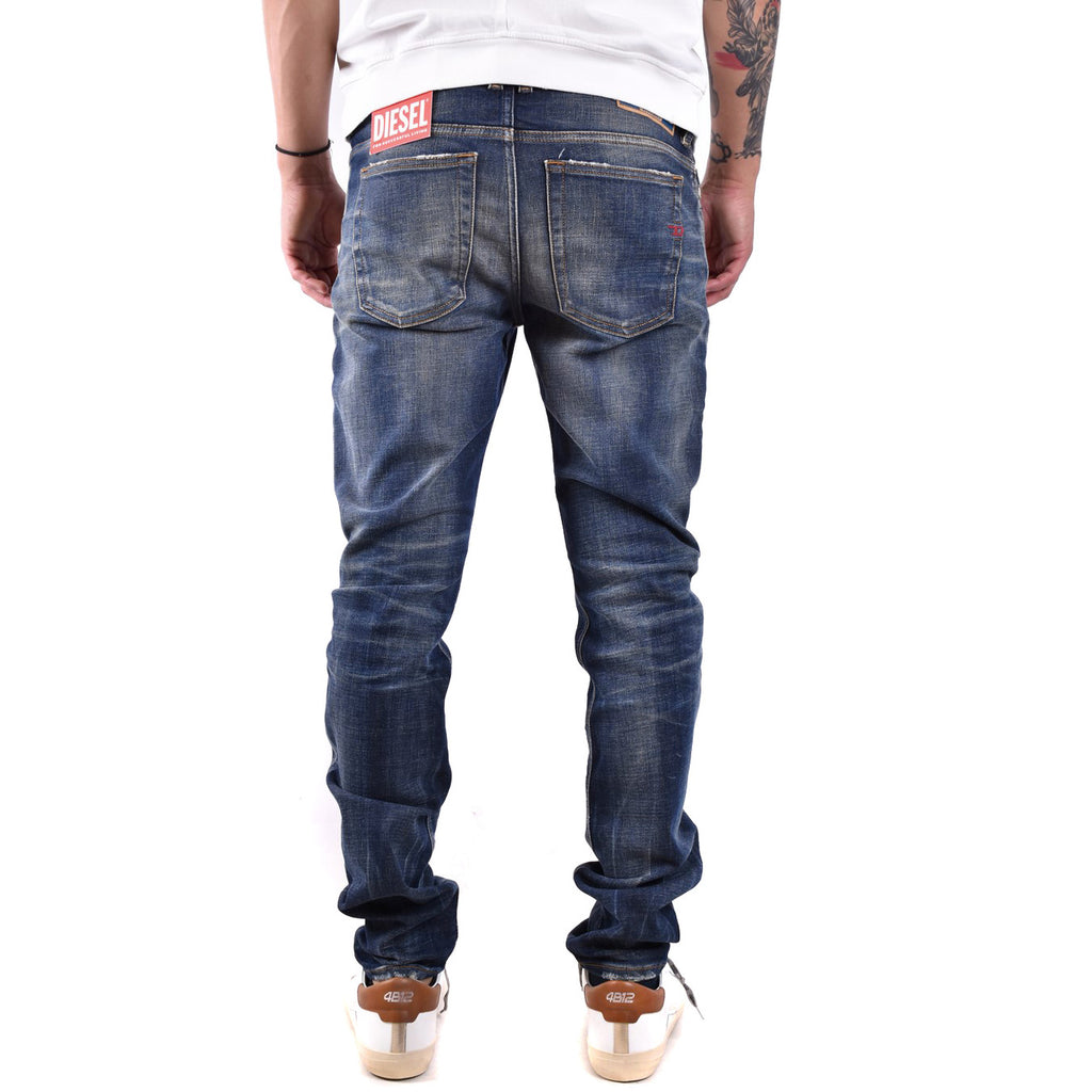 Diesel Jeans Uomo Blu Effetto Consumato Zip E Bottone Primavera Estate