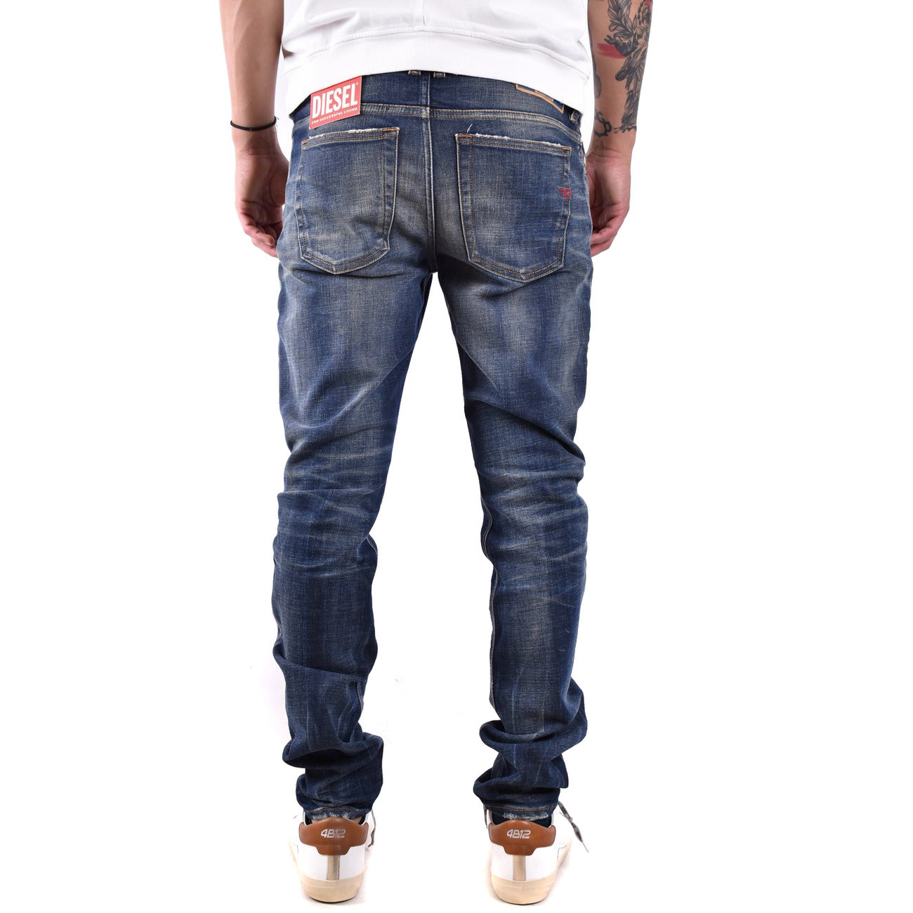 Diesel Jeans Uomo Blu Effetto Consumato Zip E Bottone Primavera Estate