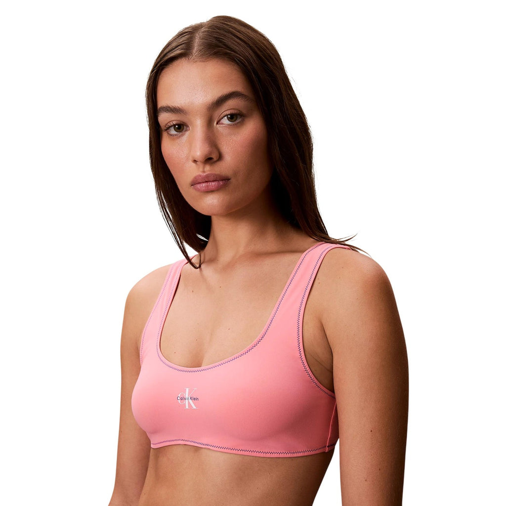 Calvin Klein Jeans Costume Bralette Donna Rosa In Nylon Elastan