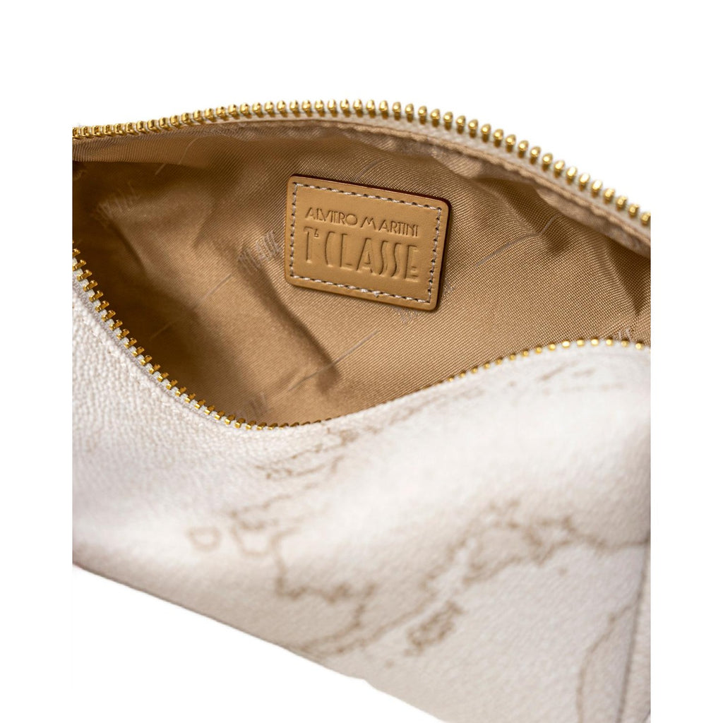 Alviero Martini Prima Classe Borsa Donna In Pelle Bianca Con Zip Interna Tracolla Piccola 17x7x7 cm