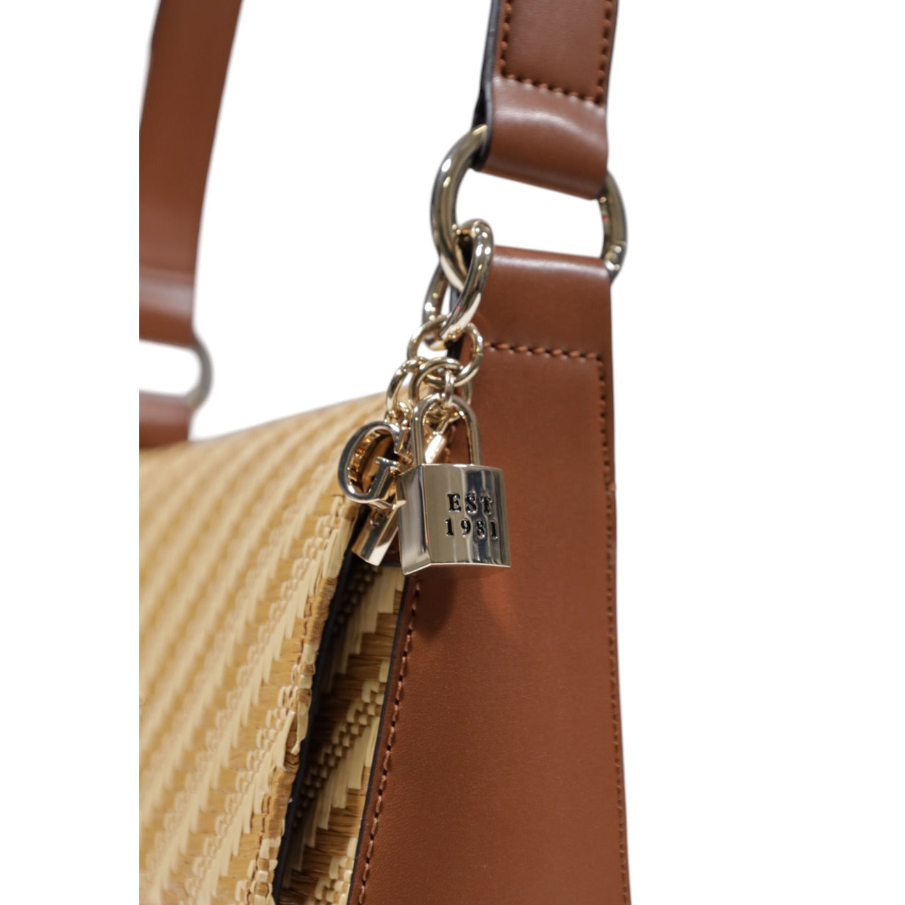 Guess Borsa Tracolla Donna Beige Stampa Con Cerniera 24x15x6.5cm