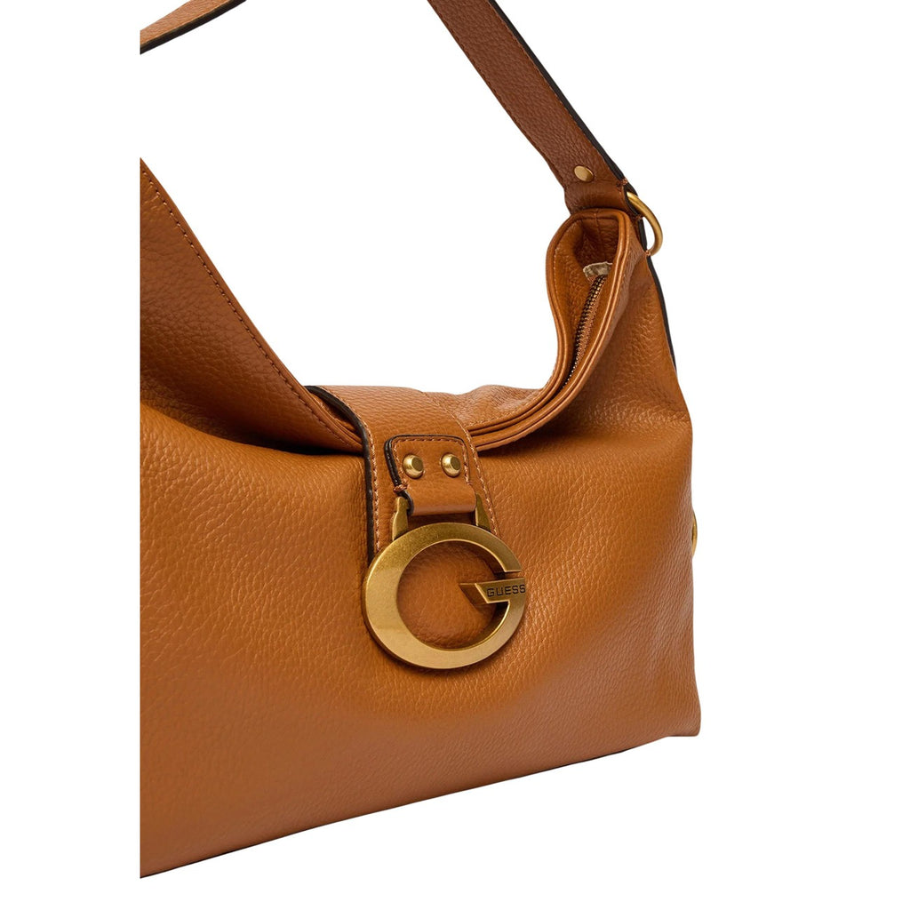 Guess Borsa Donna Camden Shoulder Bag In Pelle Marrone Con Zip