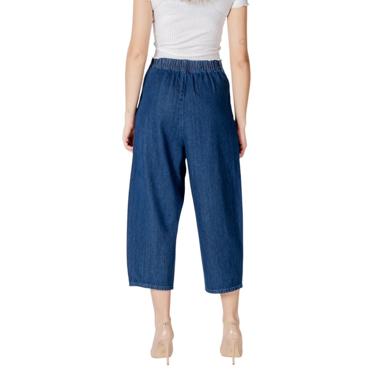 Only Jeans Donna Azzurro Vita Media 100 Cotone Zip E Bottone