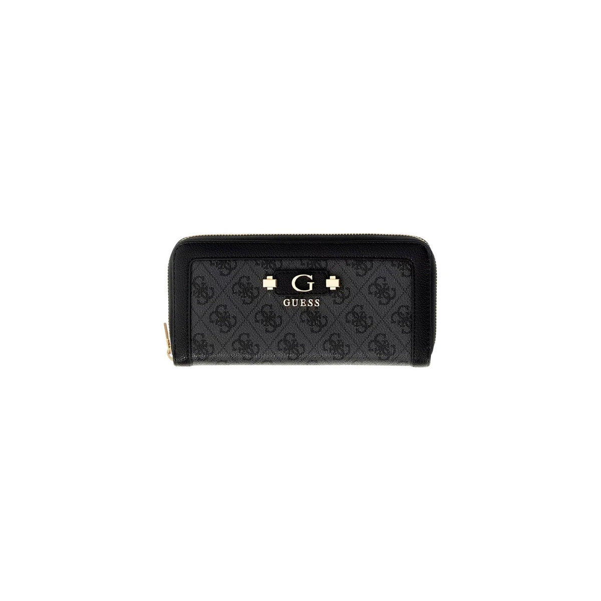 Guess Portafoglio Donna Grigio Stampa Logo Zip Compatto Con Tasche Interne Ed Esterne 20.5x10.5x2 cm