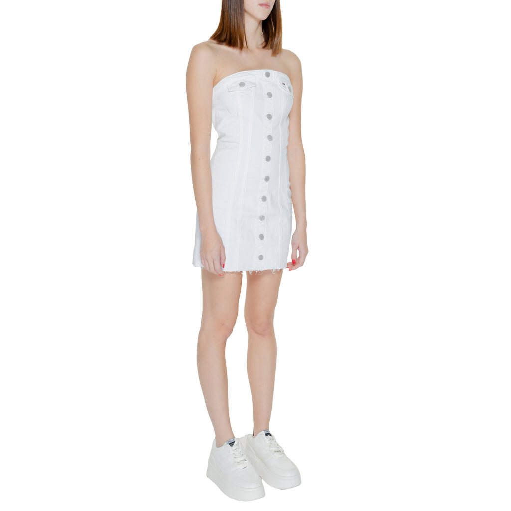 Tommy Hilfiger Jeans Abito Donna Bianco 99 Cotone 1 Elastan Primavera Estate