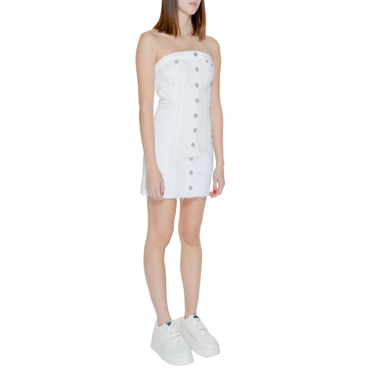 Tommy Hilfiger Jeans Abito Donna Bianco 99 Cotone 1 Elastan Primavera Estate