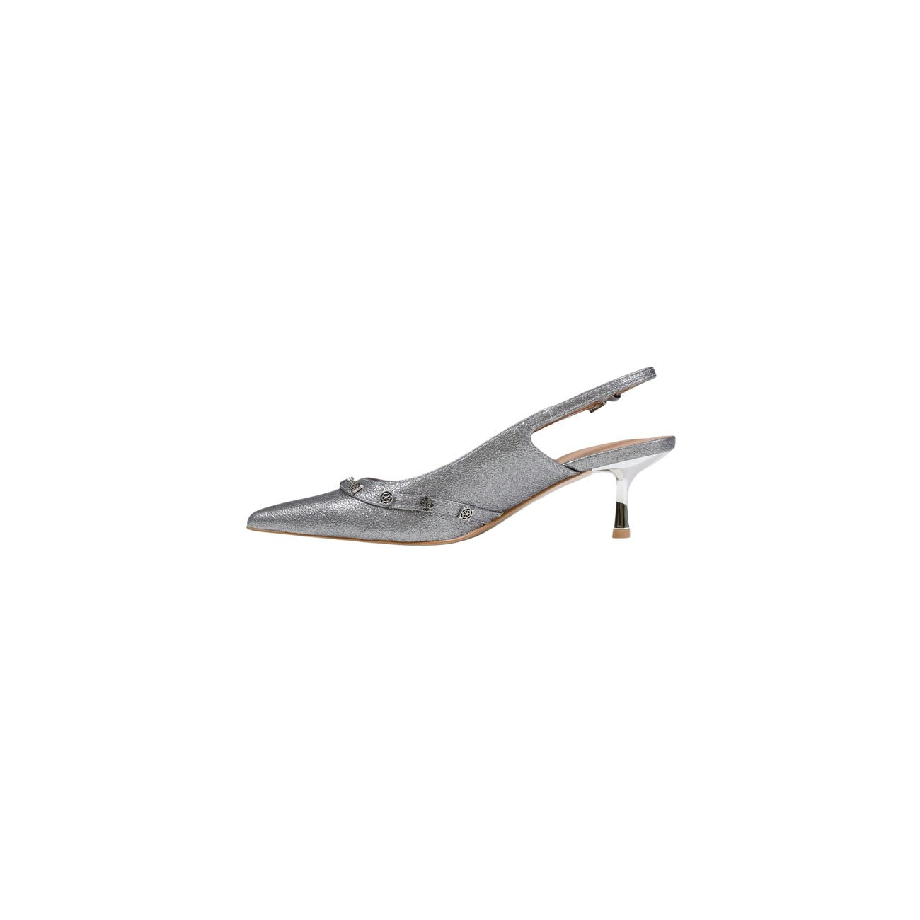 Guess Sandali Donna Argento Punta Tacco A Spillo Chiusura Fibbie