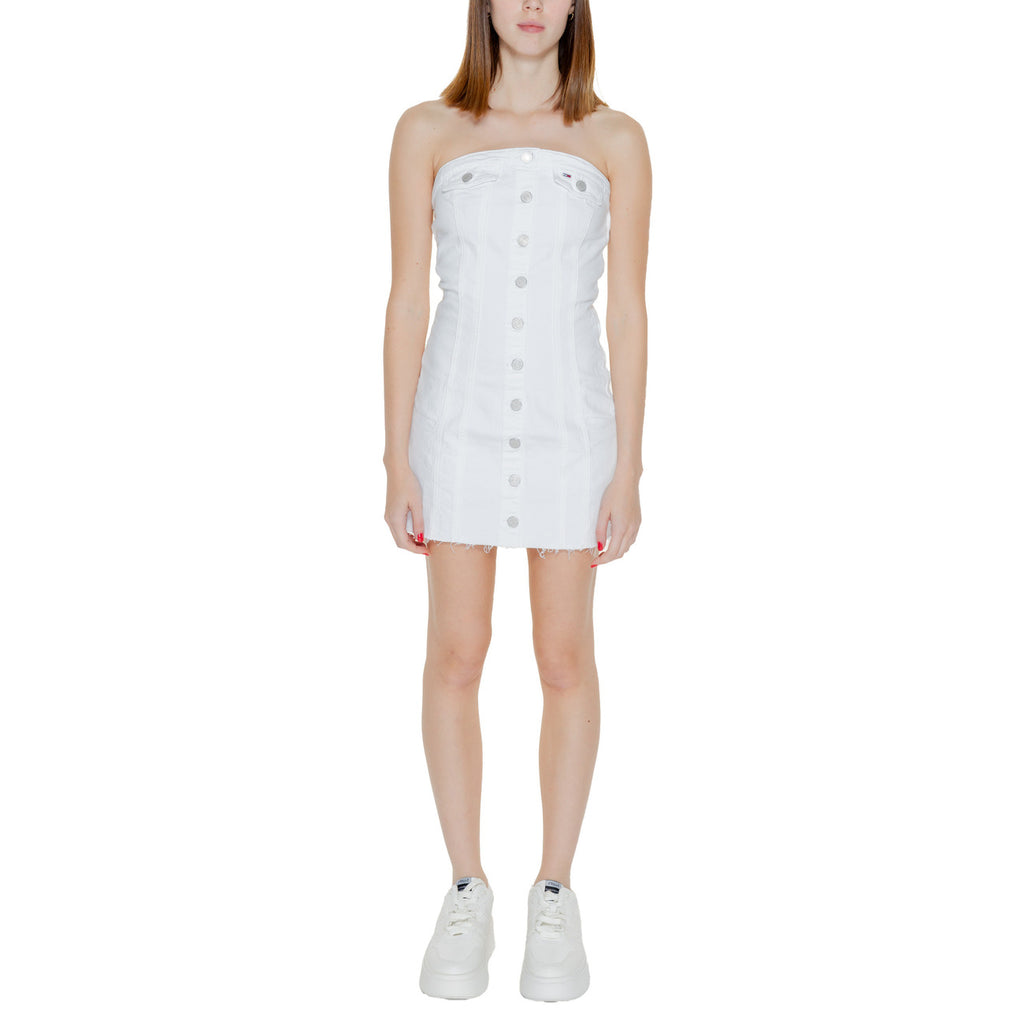 Tommy Hilfiger Jeans Abito Donna Bianco 99 Cotone 1 Elastan Primavera Estate