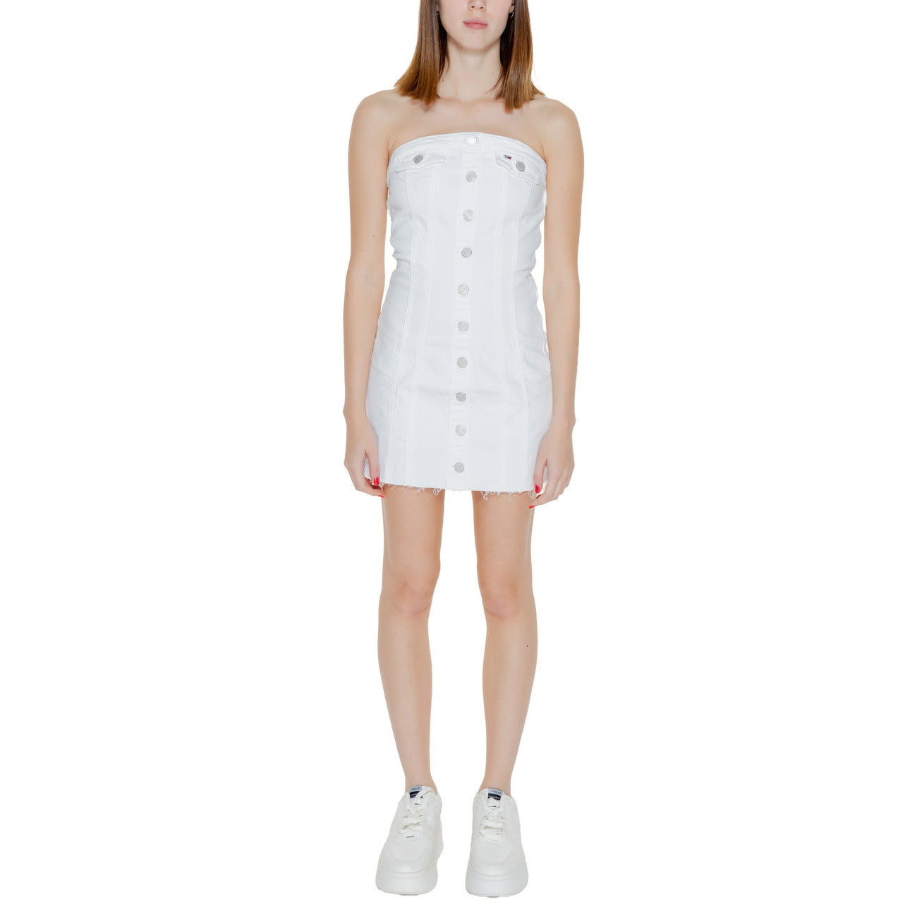 Tommy Hilfiger Jeans Abito Donna Bianco 99 Cotone 1 Elastan Primavera Estate