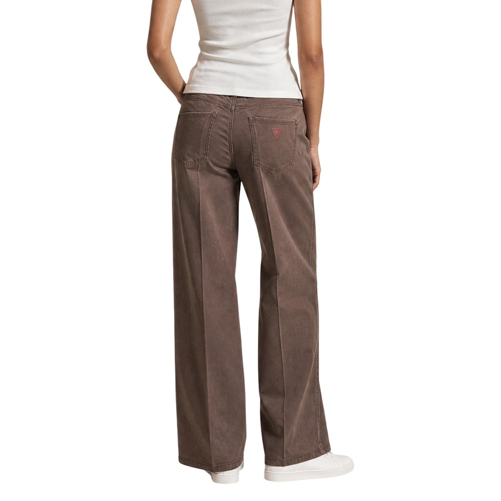 Guess Pantaloni Donna Palazzo Beige In Lyocell Primavera Estate