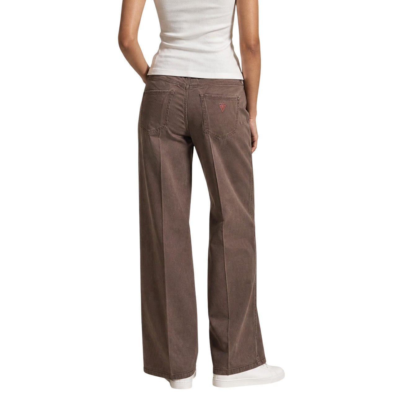 Guess Pantaloni Donna Palazzo Beige In Lyocell Primavera Estate